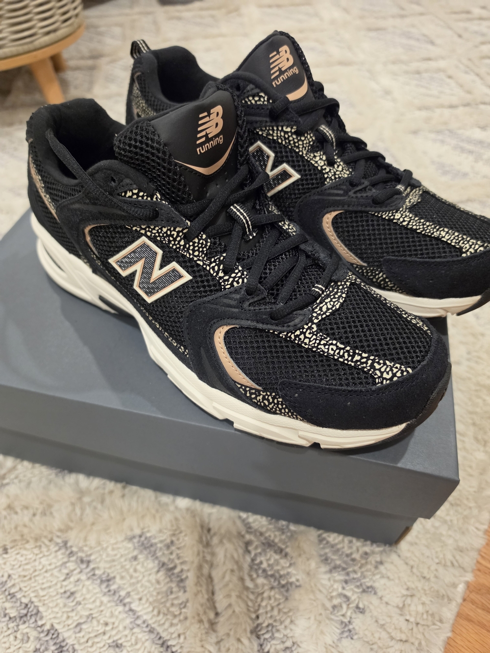 New Balance 530 Unisex Black Brown Leopard print